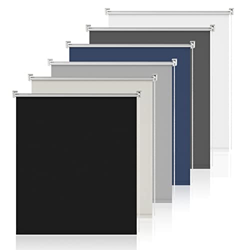 Verdunkelungsrollo ohne Bohren Klemmrollos für Fenster ohne Bohren Schwarz B115 x H130cm-Stoffbreite 110cm Thermorollo Sichtschutz Sonnenschutz Fenster Rollo innen Fenster ohne Bohren von Sanfree