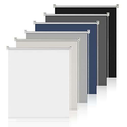 Verdunklungsrollo ohne Bohren Rollos für Fenster ohne Bohren Weiß B75 x H130cm-Stoffbreite 70cm Rollos für innen Thermorollo Rollo ohne Bohren Verdunkelung von Sanfree