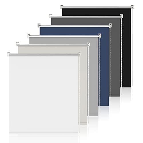 Verdunklungsrollo ohne Bohren Rollos für Fenster ohne Bohren Weiß B115 x H210cm-Stoffbreite 110cm Rollos für innen Thermorollo Rollo ohne Bohren Verdunkelung von Sanfree