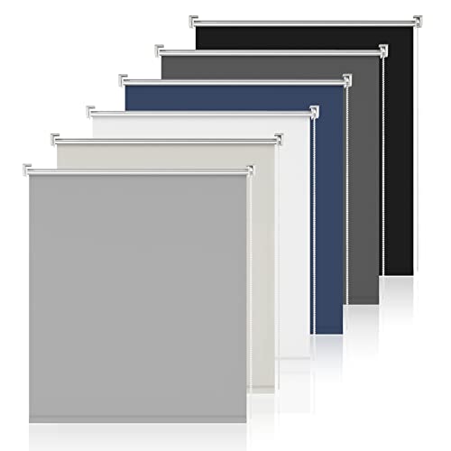 Verdunklungsrollo ohne Bohren Hellgrau B45 x H160cm-Stoffbreite 40cm Rollos für Fenster Thermorollo Klemmrollo Verdunkelung von Sanfree