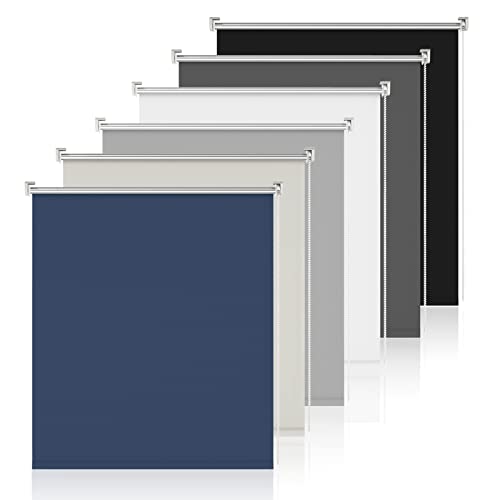 Verdunklungsrollo ohne Bohren Rollos für Fenster ohne Bohren Dunkelblau B90 x H140 cm-Stoffbreite 85cm Rollos für innen Thermorollo Rollo ohne Bohren Verdunkelung von Sanfree