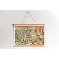 1930S Pictorial Map Of Chicago Zoological Park Auf Leinwand Druck Mit Aufhängerahmen| Vintage Landkarte| Kunst Für Zuhause & Büro Dekoration von Sangalyos