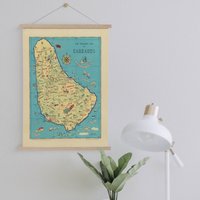 Barbados Landkarte Von 1946 Gerahmt Leinwanddruck| Wand Kunstdrucke| Leinwandbild| Fertig Zum Aufhängen| Moderne Wandkunst| Vintage Wanddekoration von Sangalyos