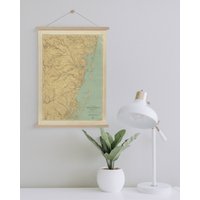 Bildkarte Von Barnegat Bay Auf Leinwand Mit Aufhängerrahmen| Vintage Landkarte| Kunst Für Zuhause & Büro Dekoration von Sangalyos