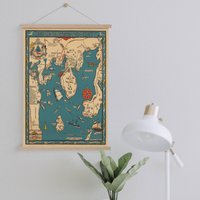 Bildkarte Von Boothbay Harbor Auf Leinwand Druck Mit Aufhängerahmen| Vintage Landkarte| Kunst Für Zuhause & Büro Dekoration von Sangalyos