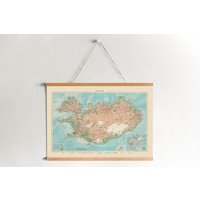 Bildkarte Von Island Auf Leinwand Mit Aufhängerahmen| Vintage Landkarte| Kunst Für Zuhause & Büro Dekoration von Sangalyos