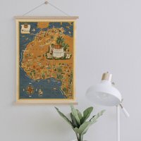 Bildkarte Von Nord - Und Westafrika Auf Leinwand Mit Aufhängerrahmen| Vintage Landkarte| Kunst Für Zuhause & Büro Dekoration von Sangalyos