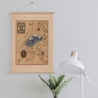 Bildkarte Von Reisen Christoph Columbus Auf Leinwand Druck Mit Aufhängerahmen| Vintage Landkarte| Kunst Für Zuhause & Büro Dekor von Sangalyos