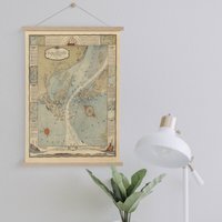 Columbia River Karte Von 1936 Auf Leinwand| Wandbilder| Leinwandbild| Fertig Zum Aufhängen| Moderne Wandkunst| Vintage Wanddeko von Sangalyos