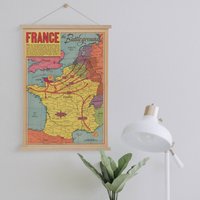 Frankreich 2. Weltkrieg Gerahmte Leinwanddruck| Ww2| Wand Kunstdrucke| Leinwandbild| Fertig Zum Aufhängen| Moderne Wandkunst| Vintage Landkarte von Sangalyos