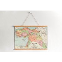 Gerahmte Leinwand Karte Der Türkei Von 1897| Wand Kunstdrucke| Leinwandbild| Fertig Zum Aufhängen| Moderne Wandkunst| Vintage Landkarte von Sangalyos