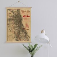 Gerahmte Leinwandkarte Von Chicago 1890| Wand Kunstdrucke| Leinwandbild| Fertig Zum Aufhängen| Moderne Wandkunst| Vintage Landkarte Wanddekoration von Sangalyos