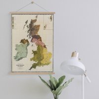 Gerahmte Leinwandkarte Von Großbritannien Im 19. Jahrhundert| Wand Kunstdrucke| Leinwandbild| Fertig Zum Aufhängen| Moderne Wandkunst| Vintage von Sangalyos