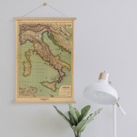 Gerahmte Leinwandkarte Von Italien 1903| Wand Kunstdrucke| Leinwandbild| Fertig Zum Aufhängen| Moderne Wandkunst| Vintage Landkarte Wanddekoration von Sangalyos