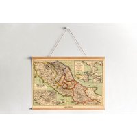 Gerahmte Leinwandkarte Von Italien 1903| Wand Kunstdrucke| Leinwandbild| Fertig Zum Aufhängen| Moderne Wandkunst| Vintage Landkarte Wanddekoration von Sangalyos