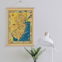 Gerahmte Leinwandkarte Von New Jersey 1939| Wand Kunstdrucke| Leinwandbild| Fertig Zum Aufhängen| Moderne Wandkunst| Vintage Landkarte Wanddekoration von Sangalyos