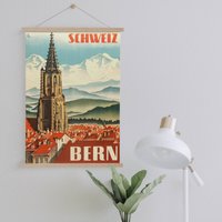 Hänger Gerahmt Leinwand Druck Von Vintage Bern Reise Werbung| Wand Kunstdrucke| Leinwandbild| Fertig Zum Aufhängen| Wanddekoration von Sangalyos