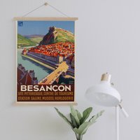 Hänger Gerahmt Leinwand Druck Von Vintage Besancon Reise Werbung| Wand Kunstdruck| Leinwandbild| Fertig Zum Aufhängen| Wanddekoration von Sangalyos