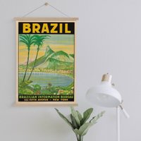 Hänger Gerahmt Leinwand Druck Von Vintage Brasilien Reise Werbung| Wand Kunstdrucke| Leinwandbild| Fertig Zum Aufhängen| Wanddekoration von Sangalyos