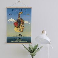 Hänger Gerahmt Leinwand Druck Von Vintage Chile Reise Werbung| Wand Kunstdrucke| Leinwandbild| Fertig Zum Aufhängen| Wanddekoration von Sangalyos