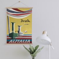 Hänger Gerahmt Leinwand Druck Von Vintage Irak Reise Werbung| Wand Kunstdruck| Leinwandbild| Fertig Zum Aufhängen| Wanddekoration von Sangalyos