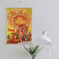 Hänger Gerahmt Leinwand Druck Von Vintage Los Angeles Reise Werbung| Wand Kunstdruck| Leinwandbild| Fertig Zum Aufhängen| Wanddekoration von Sangalyos