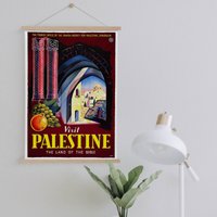 Hänger Gerahmt Leinwand Druck Von Vintage Palästina Reise Werbung| Wand Kunstdrucke| Leinwandbild| Fertig Zum Aufhängen| Wanddekoration von Sangalyos