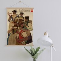 Hänger Gerahmt Leinwand Druck Von Vintage Schweiz Reise Werbung| Wand Kunstdrucke| Leinwandbild| Fertig Zum Aufhängen| Wanddekoration von Sangalyos