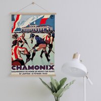 Hänger Gerahmt Leinwanddruck Vintage Chamonix Reise Werbung| Wand Kunstdrucke| Leinwandbild| Fertig Zum Aufhängen| Vintage Wanddekoration von Sangalyos