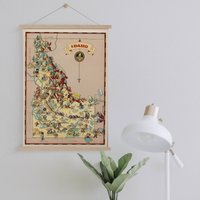 Idaho Karte Von 1935 Gerahmt Leinwanddruck| Wand Kunstdrucke| Leinwandbild| Fertig Zum Aufhängen| Moderne Wandkunst| Vintage Landkarte Wanddekoration von Sangalyos