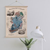 Irland Karte Von 1850 Gerahmt Leinwanddruck| Wand Kunstdrucke| Leinwandbild| Fertig Zum Aufhängen| Moderne Wandkunst| Vintage Landkarte von Sangalyos