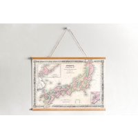 Japan Karte Von 1864 Gerahmt Leinwanddruck| Wand Kunstdrucke| Leinwandbild| Fertig Zum Aufhängen| Moderne Wandkunst| Vintage Landkarte Wanddekoration von Sangalyos