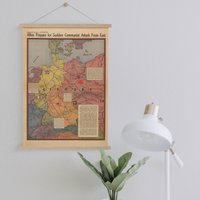 Kalte Krieg Karte Von 1951 Gerahmt Leinwanddruck| Wand Kunstdrucke| Leinwandbild| Fertig Zum Aufhängen| Moderne Wandkunst| Vintage Landkarte von Sangalyos