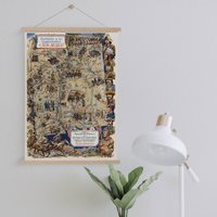 Karte Der Schlachtfelder Konquistadoren in New Mexico Auf Leinwanddruck Mit Aufhängerahmen| Vintage Karte| Kunst Leinwand Für Zuhause & Büro Dekor von Sangalyos