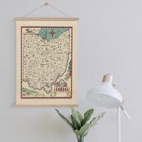 Landkarte Von Ohio 1940 Gerahmt Leinwanddruck| Wand Kunstdrucke| Leinwandbild| Fertig Zum Aufhängen| Moderne Wandkunst| Vintage Wanddekoration von Sangalyos