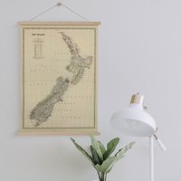 Neuseeland-Karte Von 1876 Gerahmte Leinwand| Poster | Leinwand Wand Kunst Fertig Zum Aufhängen Moderne Wandkunst Vintage Landkarte Wanddeko von Sangalyos