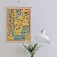 New York City Karte Von 1944 Gerahmt Leinwanddruck| Wand Kunstdrucke| Leinwandbild| Fertig Zum Aufhängen| Moderne Wandkunst| Vintage Landkarte von Sangalyos