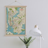 New York Karte Von 1942 Gerahmt Leinwanddruck| Wand Kunstdrucke| Leinwandbild| Fertig Zum Aufhängen| Moderne Wandkunst| Vintage Landkarte von Sangalyos