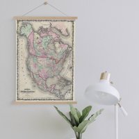 Nordamerika Karte Von 1862 Gerahmt Leinwanddruck| Wand Kunstdrucke| Leinwandbild| Fertig Zum Aufhängen| Moderne Wandkunst| Vintage Landkarte von Sangalyos