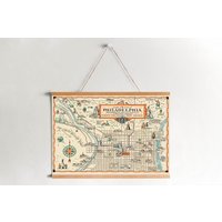 Philadelphia Karte Von 1940 Gerahmt Leinwanddruck| Wand Kunstdrucke| Leinwandbild| Fertig Zum Aufhängen| Moderne Wandkunst| Vintage Landkarte von Sangalyos