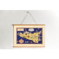 Sizilien Karte Von 1939 Gerahmt Leinwand Druck| Poster | Wand Kunst Fertig Zum Aufhängen Moderne Wandkunst Vintage Landkarte Wanddeko von Sangalyos