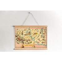 South Dakota Karte Von 1935 Gerahmt Leinwanddruck| Wand Kunstdrucke| Leinwandbild| Fertig Zum Aufhängen| Moderne Wandkunst| Vintage Landkarte von Sangalyos