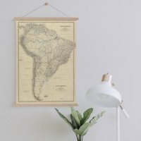 Südamerika-Karte Von 1861 Gerahmte Leinwand Poster | Wand Kunst Fertig Zum Aufhängen Moderne Wandkunst Vintage Landkarte Wanddeko von Sangalyos