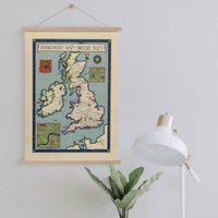 The Booklovers Map Of Britain Gerahmt Leinwanddruck| Wand Kunstdrucke| Leinwandbild| Fertig Zum Aufhängen| Moderne Wandkunst| Vintage Landkarte von Sangalyos