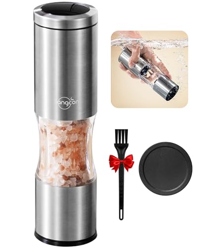 Sangcon-EP Salz- und Pfeffermühlen Set mit Staubschutz manuelle Pfeffermühle mit großem Fassungsvermögen und einstellbarer Grobheit Keramik Mahlkern Edelstahl (1StüCk) von Sangcon-EP