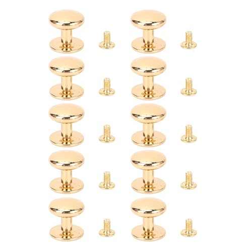 10 Sätze rundem Kopfknopf Nieten, Schraubniets für Screwback mit 18 mm Durchmesser mit 8 mm -Schrauben, für den Schubladengriff und die Scherenfixen werden: 10 Sets Rund -Head (Gold) von Sangeponiang