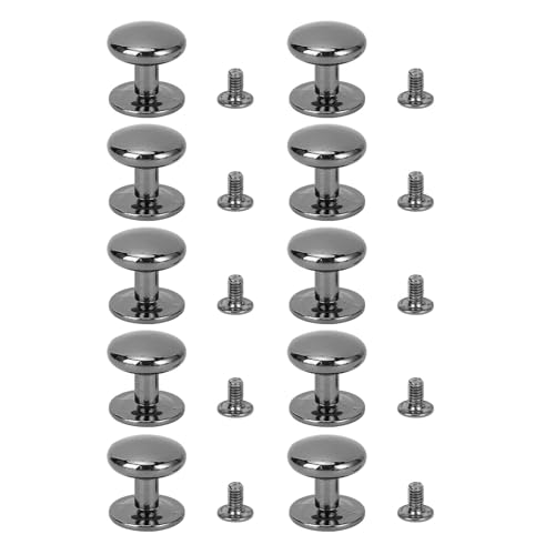 10 Sätze rundem Kopfknopf Nieten, Schraubniets für Screwback mit 18 mm Durchmesser mit 8 mm -Schrauben, für den Schubladengriff und die Scherenfixen werden: 10 Sets Rund -Head (Grau) von Sangeponiang