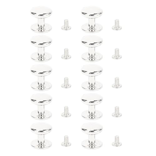10 Sätze rundem Kopfknopf Nieten, Schraubniets für Screwback mit 18 mm Durchmesser mit 8 mm -Schrauben, für den Schubladengriff und die Scherenfixen werden: 10 Sets Rund -Head (Silber) von Sangeponiang