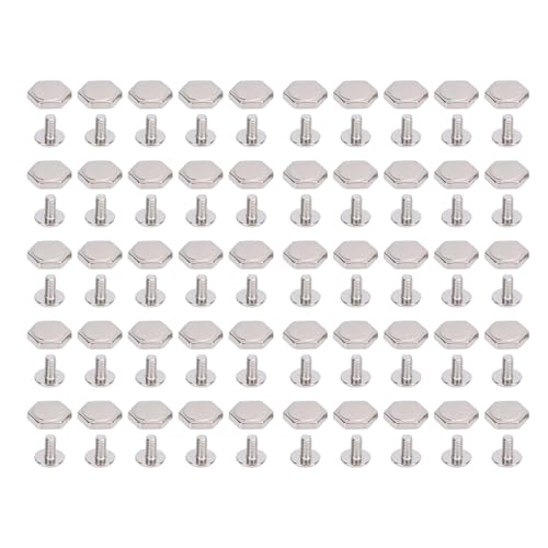 Für Lederfahrzeuge, für die Kleidungsdekoration - für Metallbindung - 50 Sets 10 -mm -Nieten und Bolzen Hex Niets -Runde mit runden Kopfschrauben Kit (Silber) von Sangeponiang