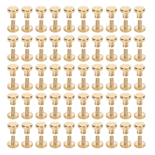Für Messing, für dekorative Nieten und Slot -Flachkopfschrauben Set, 50 Prozent, für DIY -Lederhandwerk und Buchbinding (4mm / 0,16 Zoll) von Sangeponiang